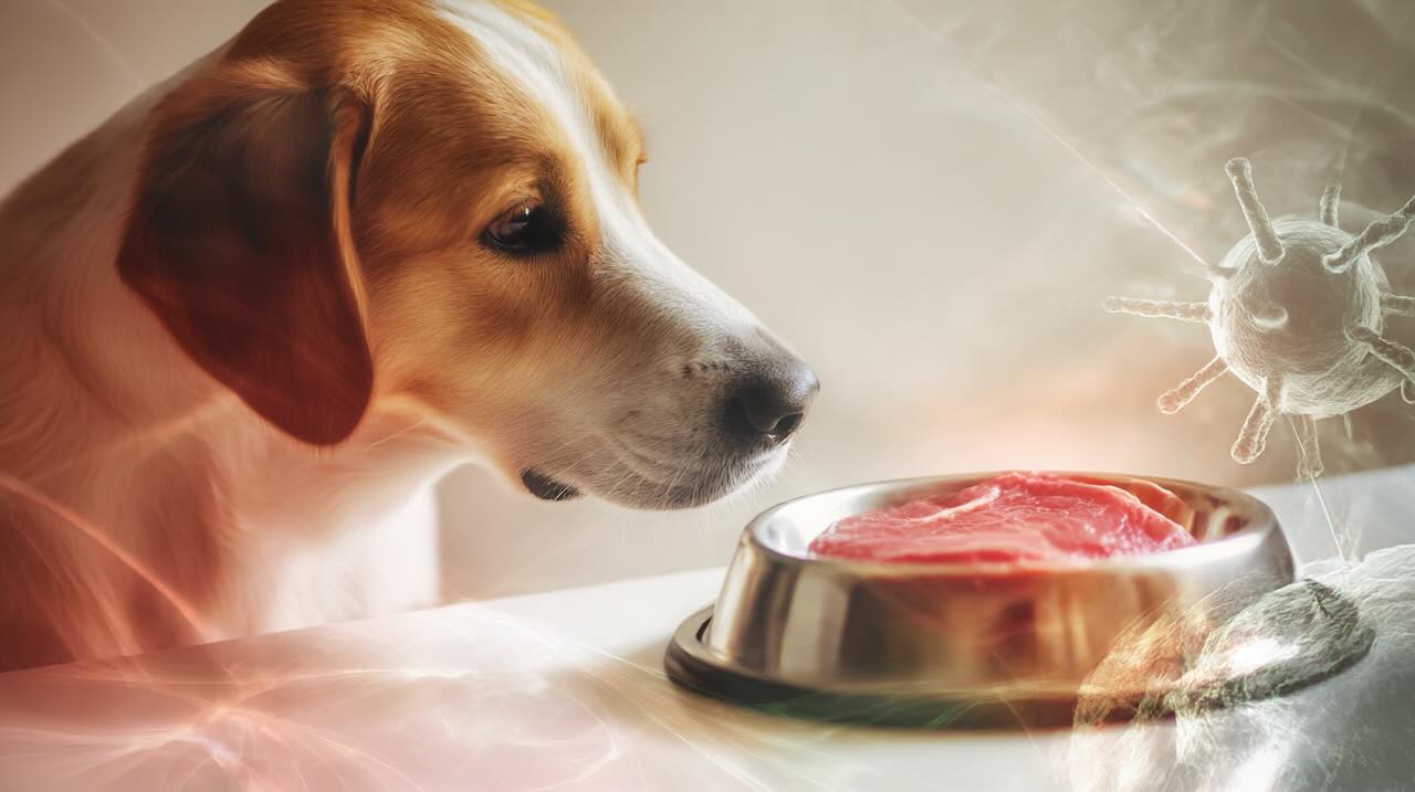 犬と生肉